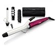 Philips HP8696/00 Multi Lockenstab-Set 4-in-1 (16 mm Zange und B�rstenaufsatz; 22 mm Zange und Spiral-Lockenaufsatz) pink-wei�