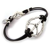 Live in Peace Bracelet - Sterling Silver and Leather