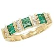 14K Yellow Gold Emerald and Diamond Ring