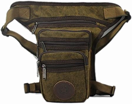 Men Canvas Travel Hiking Motorcycle Riding Fanny Pack Waist Drop Leg Bag Coffee
