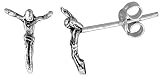  : Tiny Sterling Silver Jesus Stud Earrings