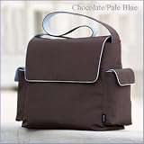 OiOi Designer Trim Messenger Diaper Bag (Color=B:Chocolate/Pale Blue)
