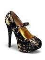 Black Sequin Platform High Heel Pump - 12