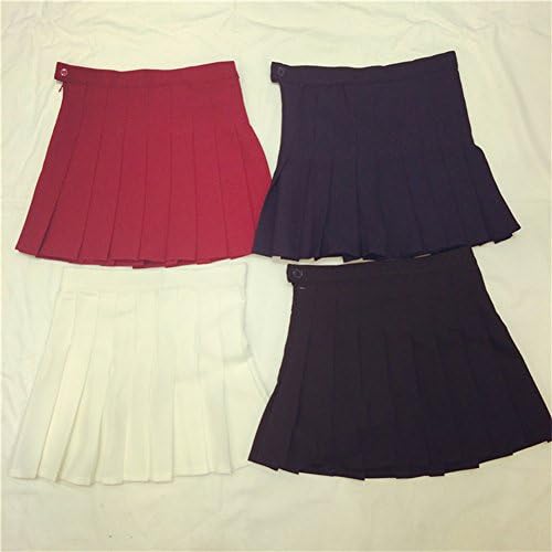Womens Slim Thin High Waist Pleated Tennis Skirts Mini Dress White Large