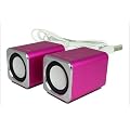 (Ricco MD02) MINI DSP 2.0 CHANNEL Ultra Light Aluminium USB Portable Travel Speaker For Laptop Desktop MAC Computer Netbook ---(Built-in DSP USB Sound Card, NO messy 3.5mm audio line-in cable is required any more.) (Pink)