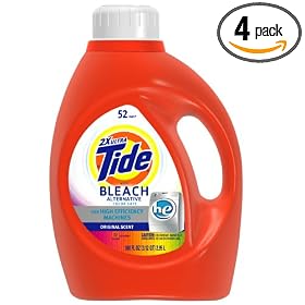 Tide HE 2x Concentrated Liquid Detergent with Bleach Alternative, Original Scent, 52-Load Bottle (Pack of 4)
