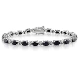 41FYjZFu AL. SL160  Sterling Silver Black Sapphire and Diamond Bracelet, (.02 cttw, H I Color, I3 Clarity), 7.25