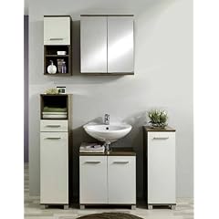 Badm�bel g�nstig, Komplett Badm�belset Sprint 5 tlg. Melamin creme/nu�baum