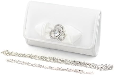 SHOEZY Gorgeous Satin Rhinestone Buckle Bridal Dress Bag Clutch Purse With Chains