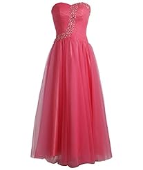 A-line Strapless Beaded Lace Tulle Natural   Waistline Floor Length Sweetheart Prom Dress 