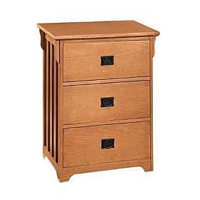 Craftsman Medium Three - drawer Side End Table, THREE-DRAWER, LIGHT OAK