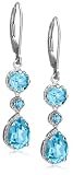 14k White Gold Pear-Shaped Blue Topaz Dangle Earrings