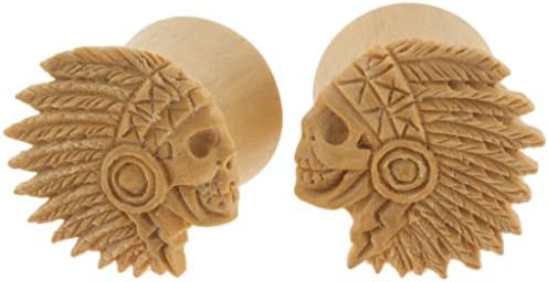 Pair of Crocodile Wood Double Flared Crazy Horse Plugs - PWC87: 9/16"