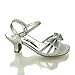 Children's Metallic Glitter Open Toe Bow Slingback Small Block Heel Sandals