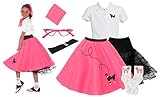 Hip Hop 50s Shop 7 Piece Child Poodle Skirt Outfit, Size 8 Hot Pink