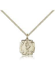 Free Engraving Included Medal-Gold Filled St. Saint Florian Pendant 1/2 x 1/2" 5686GF--w/18" Chain w/Box Fire Fighters