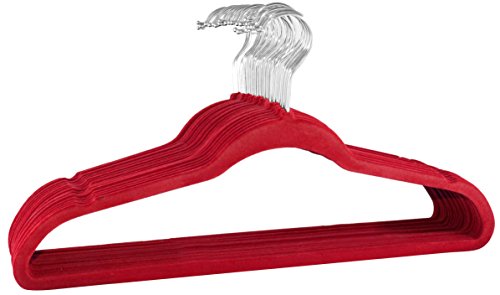 Signature Home Velvet Multi Purpose Hanger Pack, Red, Set of 25