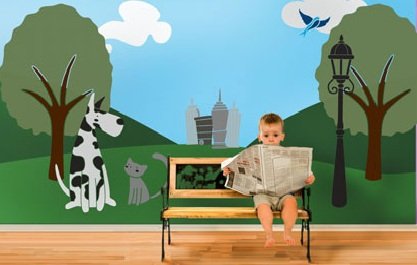 Paws Park - Cat and Dog Wall Mural Stencil Kit Wall Mural Stencil Kit for Kids