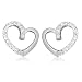 Silver White Cubic Zirconia Fickle Heart Stud Earrings