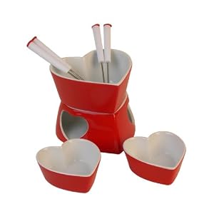 Heart Sheped Fondue for Two - 9 pc Set by Danya B