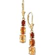 14K Yellow Gold Multicolor Gemstones Leverback Dangle Earrings