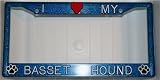 Paw Prints Blue Glitter I Love My Basset Hound Frame