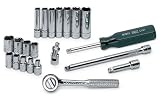 41FZ0X7VYZL. SL160  SK 4921 21 Piece 1/4 Inch Drive 6 Point 3/16 Inch to 1/2 Inch Standard and Deep Socket Set
