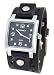 Nemesis #NE240K Men's Square Black Dial Wide Leather Cuff Band Watch