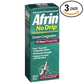 Afrin No Drip 12-Hour Pump Mist, Severe Congestion, 0.5-Ounce Pumps (Pack of 3)