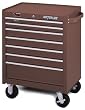 Waterloo TR71807B 26-Inch Wide by 17-/34-Inch Deep by 19-3/4-Inch High Brown Wrinkle Professional Use 7 Drawer Roller Cabinet with Full Extension Ball Bearing Drawer Slides