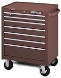 Waterloo TR71807B 26-Inch Wide by 17-/34-Inch Deep by 19-3/4-Inch High Brown Wrinkle Professional Use 7 Drawer Roller Cabinet with Full Extension Ball Bearing Drawer Slides
