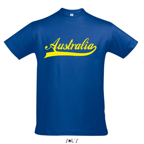 T-Shirt – Australia Oldschool Australien LÄNDERSHIRT EM / WM FAN Trikot S-XXL , Royal blue – gelb , XL