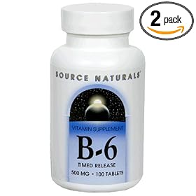 Source Naturals Vit B-6 Pyridoxine 500mg Time Rel, 100 tablets (Pack of 2)