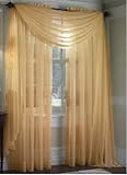 MONAGIFTS GOLD Scarf Voile Window Panel Solid sheer valance curtains 216" LONG