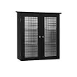 Elegant Home Fashions Chesterfield Collection Wall-Mount Medicine Cabinet with Tempered-Glass Doors, Espresso