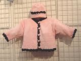 Ck7pb, Black chenille trimmed Girls Pink chenille Sweater, Hat set