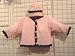 Ck7pb, Black chenille trimmed Girls Pink chenille Sweater, Hat set
