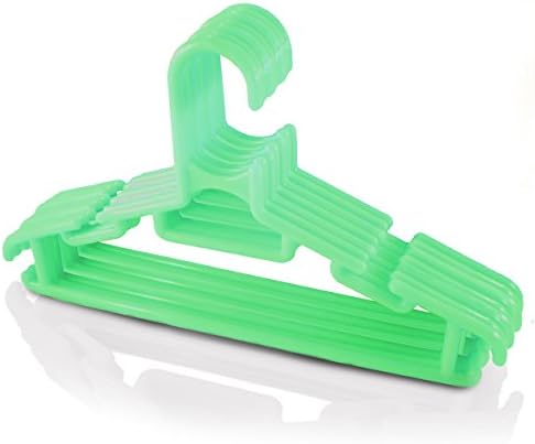 Clothes Hangers - Standard Baby, Infant, and Toddler Size - Nursery Closet Organizers - Multiple Notches in Each Hanger Make a Prefect System for Organization, Hanging, and Storage of Apparel and Décor: Onesies, Shirts, Pants, Skirts, and Coats - Great Product for an Additional Attachment to Baby Gift Basket Sets - Satisfaction Guaranteed - 10 Piece - Green