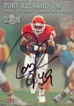 Tony Richardson Autographed/Hand Signed Football Card (Kansas City Chiefs) 2000 Fleer Metal #64