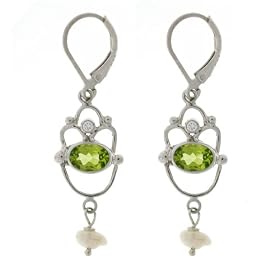 Sterling Silver Peridot and Diamond Dunlop Earrings by Suz Andreasen MADE IN AMERICA by 
