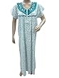 Nighty Gown Caftan Dress White Green Printed Long Maxi