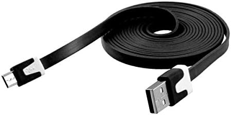 iKruz 10 foot Flat Micro USB Cable Noodle Charger Cord Universal for Phone (Black)