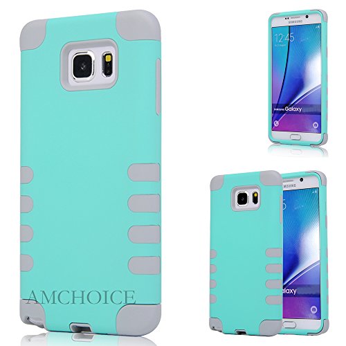 Note 5 Case, Galaxy Note 5 Case, Samsung Galaxy Note 5 Case, AMCHOICE(TM) Hybrid 3 Layer [Silicone&PC] Bumper Case For Samsung Galaxy Note 5 (Mint+Grey), [Free Stylus,Screen Protector,Cleaning Cloth]