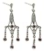 Amethyst and marcasite earrings, 'Tall Trio' 1 W 2 L