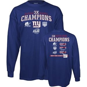 New York Giants 3X Super Bowl Champions Long Sleeve Champs T-shirt