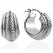 18K White Gold Ribbed Hoop Earrings