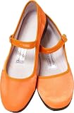 Pumpkin Solid Silk Mary Jane Chinese Shoes