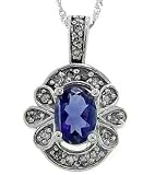 1cttw Violet Iolite Diamond White Gold Pendant Necklace