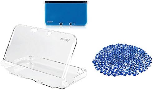 Everydaysource® DIY Set Compatible With Nintendo 3DS XL - Clear Crystal Case + 3mm Flat back Bling Round Rhinestones (400pcs Blue)