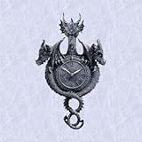 IMAGE OF 3 headed dragon clock statue fierce timepiece sculpture